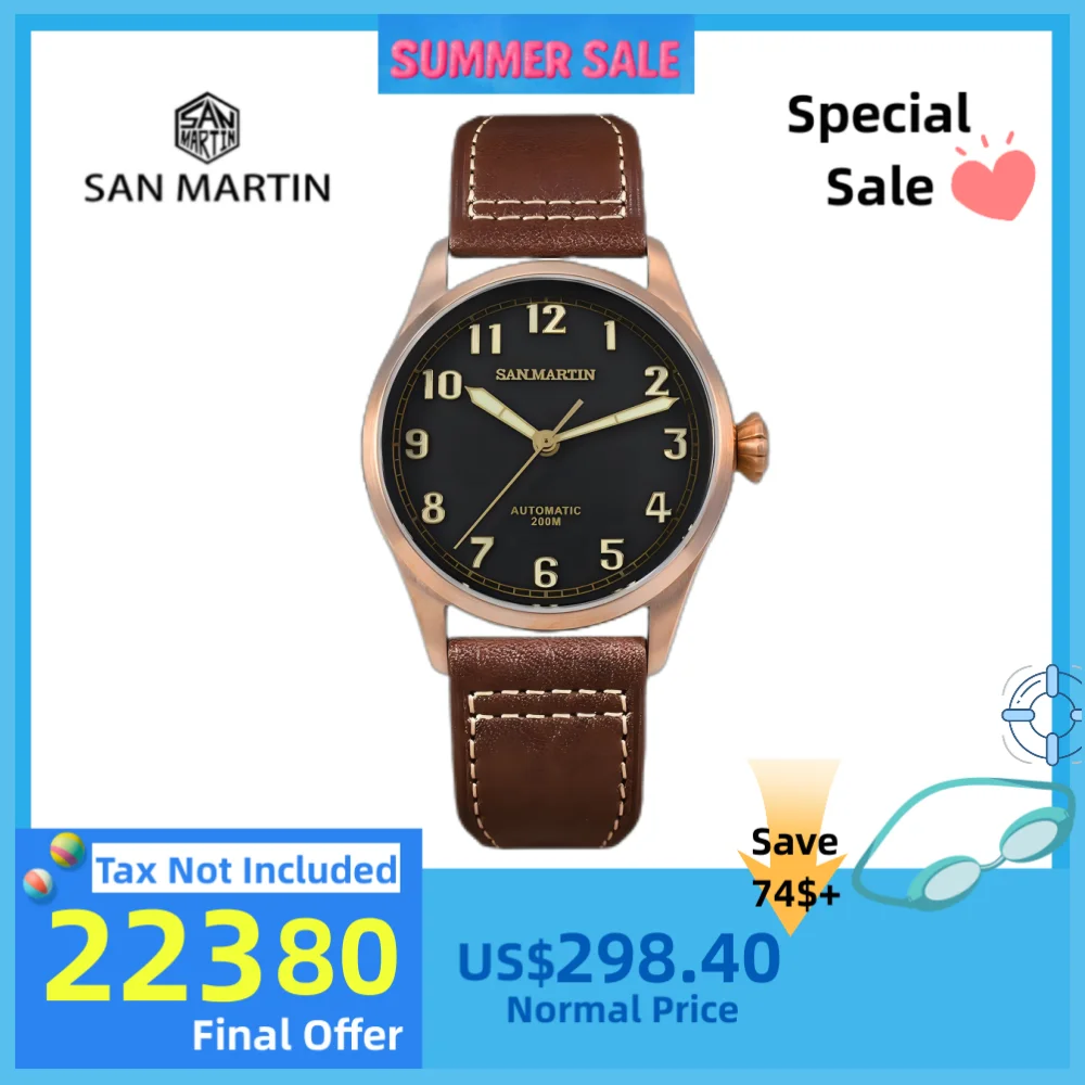 San Martin 42mm Retro Men Diver Watch CuSn8 Bronze Leather Strap Automatic Mechanical Watches Luminous Wristwatch SN0043Q
San Martin 42mm Retro Men Diver Watch CuSn8 Bronze Leather Strap Automatic Mechanical Watches Luminous Wristwatch SN0043Q