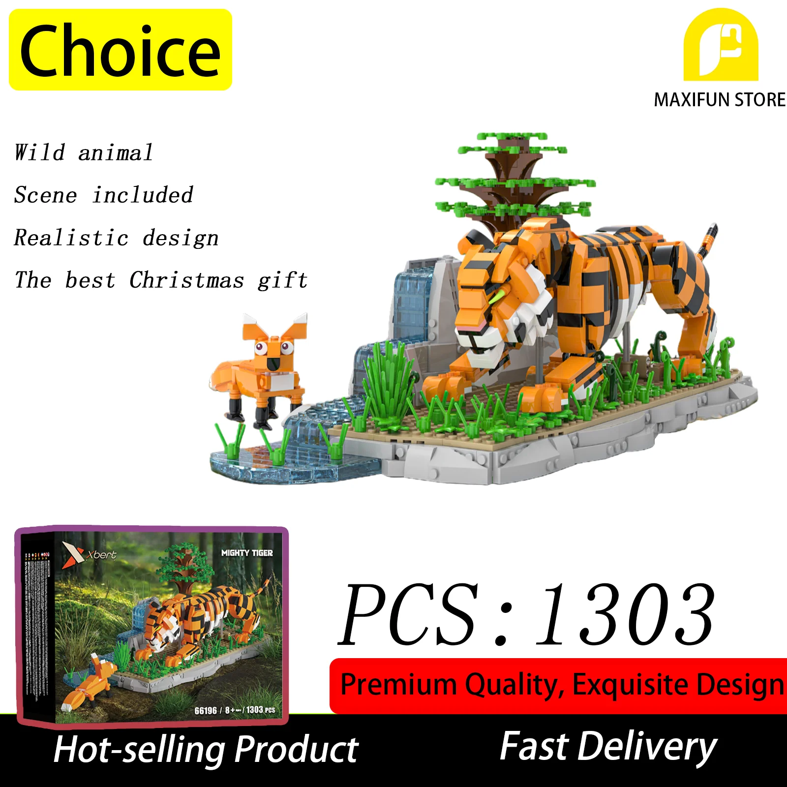 MOC 1303 PCS Tiger Building Blocks Wildlife Animal Model Bricks Christmas Gift for Adult Kids
MOC 1303 PCS Tiger Building Blocks Wildlife Animal Model Bricks Christmas Gift for Adult Kids