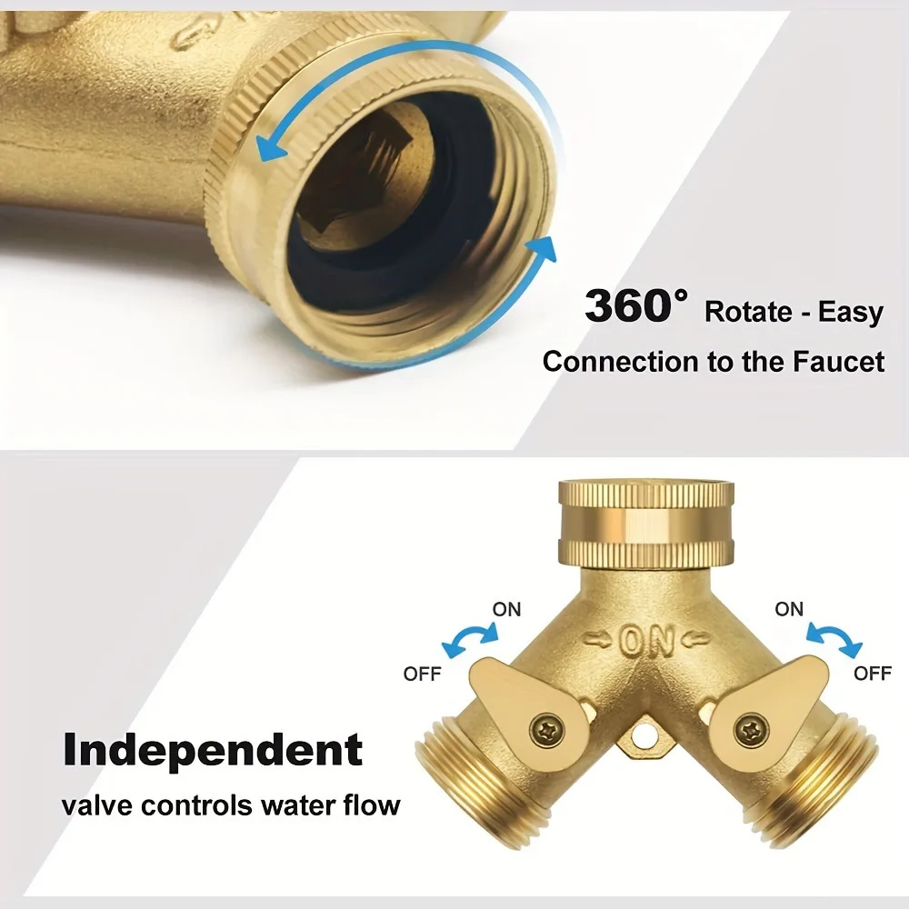 3/4 Inch 2 Way Brass Garden Hose Splitter Y-Type Tap Watering Connector Distributor for Outdoor Faucet
3/4 Inch 2 Way Brass Garden Hose Splitter Y-Type Tap Watering Connector Distributor for Outdoor Faucet
