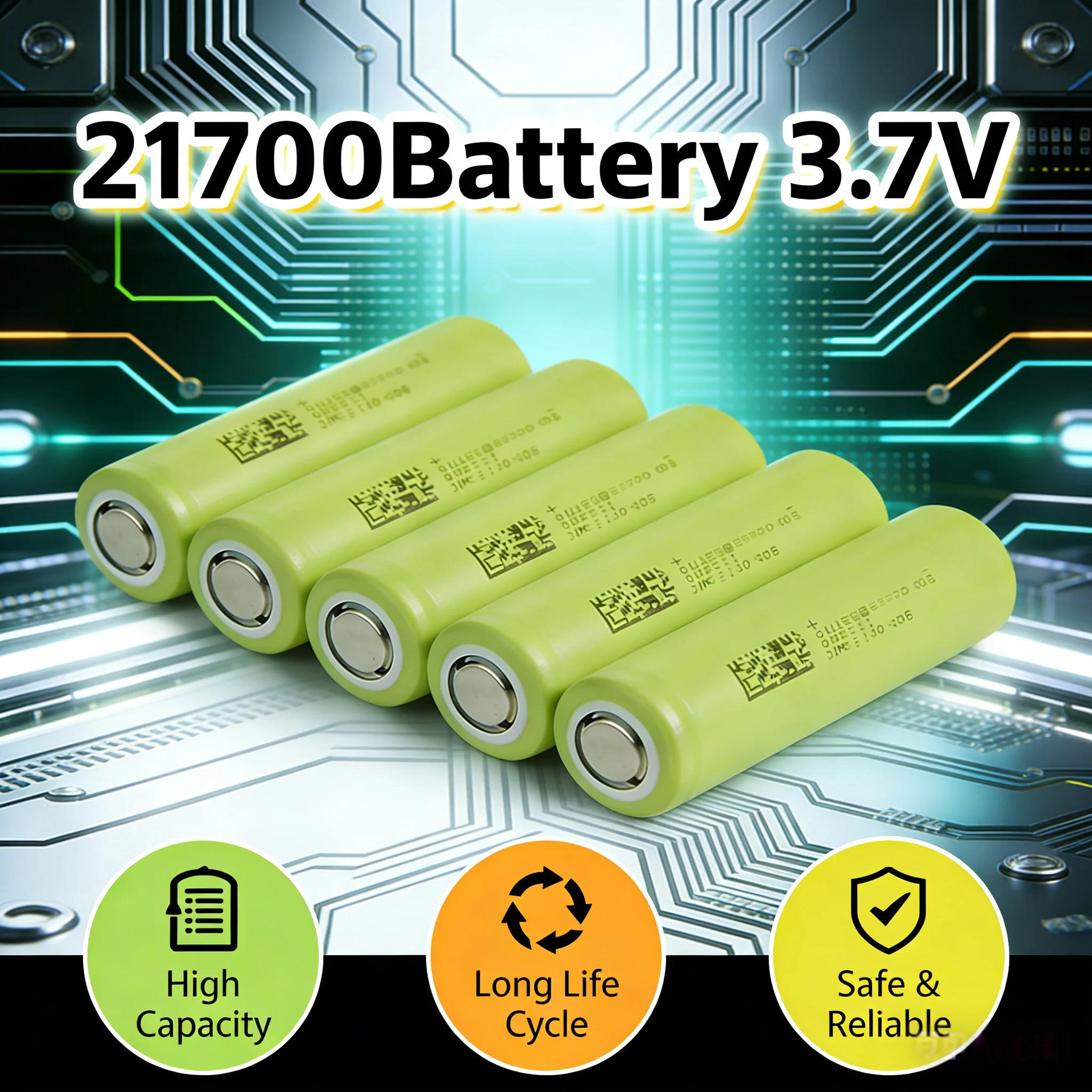 3.7V 5000mAh 50E Battery 21700Rechargeable Li-ion Batteries High Capacity Power Lithium Battery for Flashlights Power Tools Toys
3.7V 5000mAh 50E Battery 21700Rechargeable Li-ion Batteries High Capacity Power Lithium Battery for Flashlights Power Tools Toys