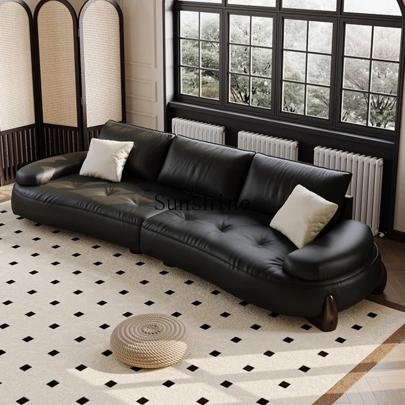 French retro cream style leather sofa home living room modern minimalist black small apartment
French retro cream style leather sofa home living room modern minimalist black small apartment