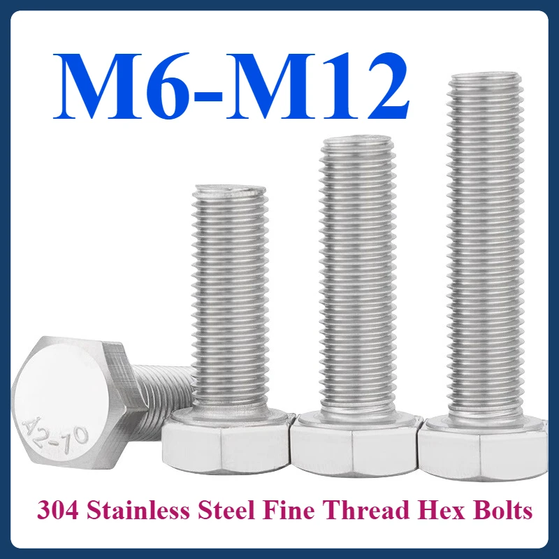 M6 M8 M10 M12 304 Stainless Steel External hexagonal Fine Thread Hex Bolts Precision Fastening, 1/2/5/10pcs,Corrosion Resistant
M6 M8 M10 M12 304 Stainless Steel External hexagonal Fine Thread Hex Bolts Precision Fastening, 1/2/5/10pcs,Corrosion Resistant