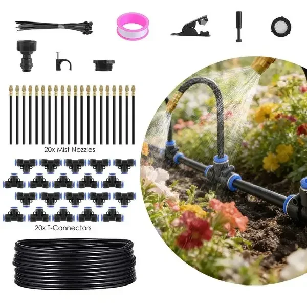 Garden Drip Irrigation Kit with 360° Bendable Misting Nozzles Automatic Garden Automatic Watering
Garden Drip Irrigation Kit with 360° Bendable Misting Nozzles Automatic Garden Automatic Watering
