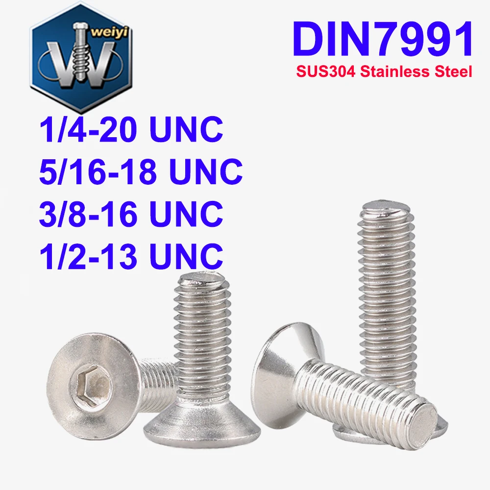 Weiyi DIN7991 1/4'' 5/16'' 3/8'' 1/2'' UNC Thread SUS304 A2-70 Stainless Steel Countersunk Head Hex Socket Allen Key Screws
Weiyi DIN7991 1/4'' 5/16'' 3/8'' 1/2'' UNC Thread SUS304 A2-70 Stainless Steel Countersunk Head Hex Socket Allen Key Screws