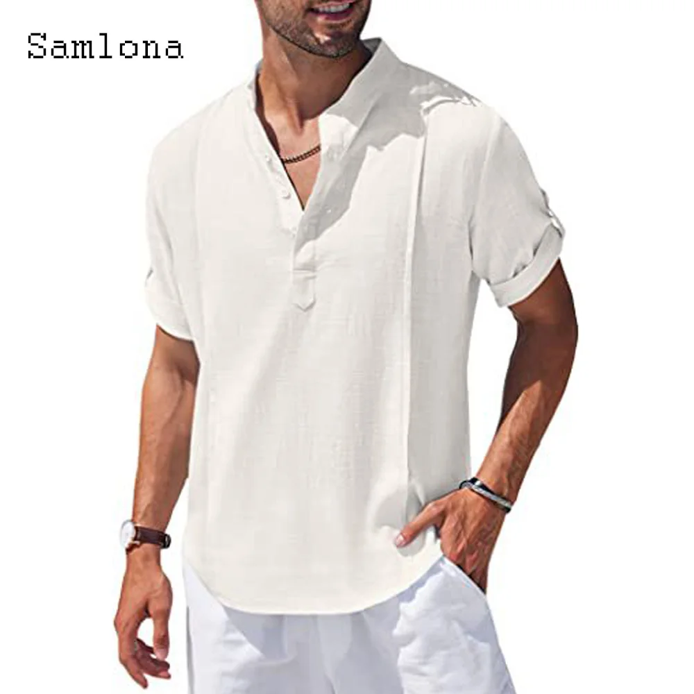 Men Casual Linen Shirts Blouse 2023 New Summer Mandarin Collar Tops Male Short Sleeve Beach Shirt blusas Mens Solid Pullovers
Men Casual Linen Shirts Blouse 2023 New Summer Mandarin Collar Tops Male Short Sleeve Beach Shirt blusas Mens Solid Pullovers