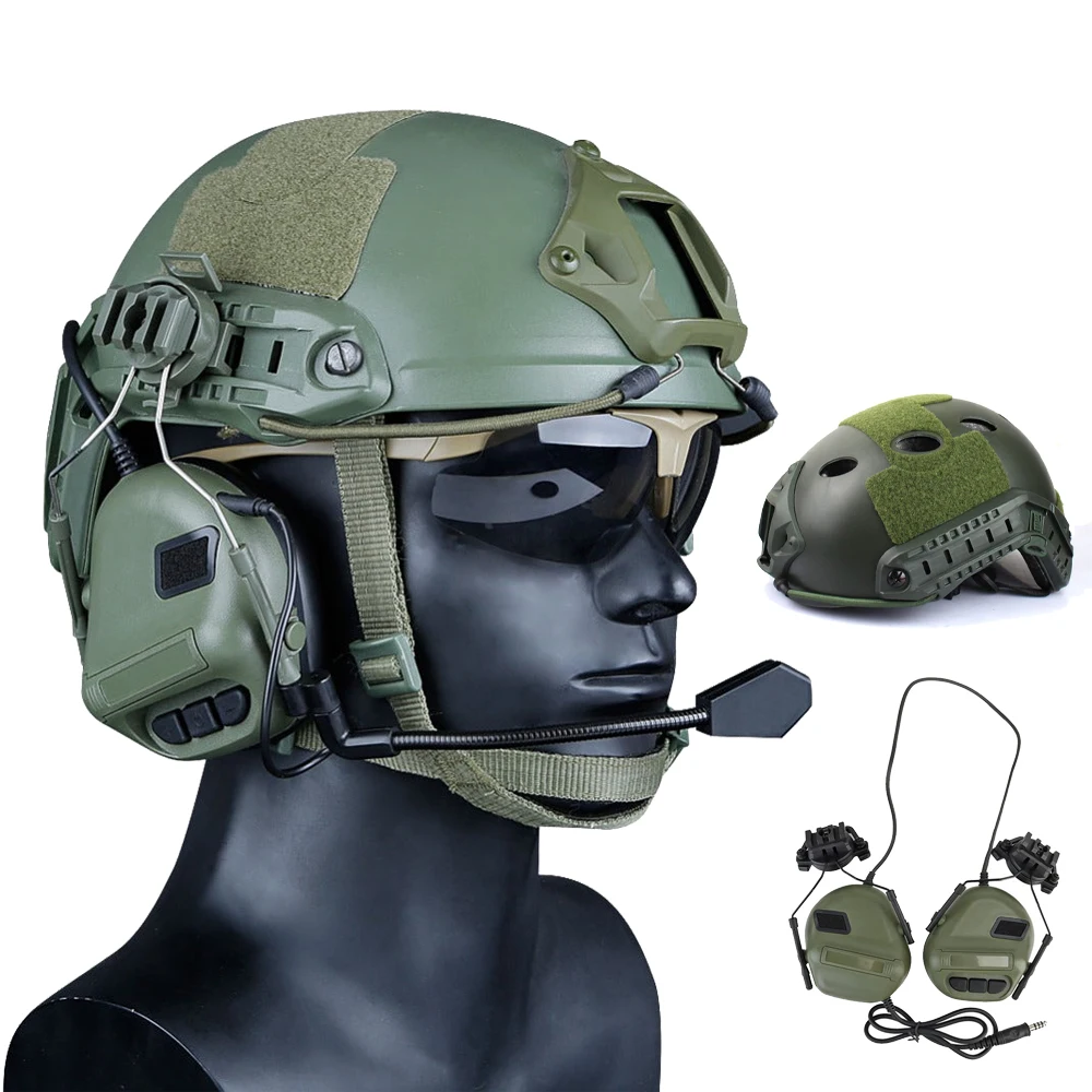 Tactical Airsoft Helmet Set Fast Full Protective Helmet Equipment With Communication Headset for Hunting CS Paintball Shooting
Tactical Airsoft Helmet Set Fast Full Protective Helmet Equipment With Communication Headset for Hunting CS Paintball Shooting