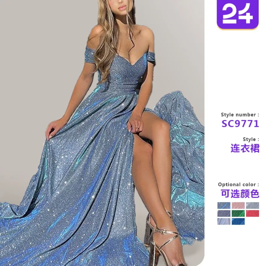 【New style】 European and American banquet dress sequined big skirt tube top sexy fashion split dress
【New style】 European and American banquet dress sequined big skirt tube top sexy fashion split dress