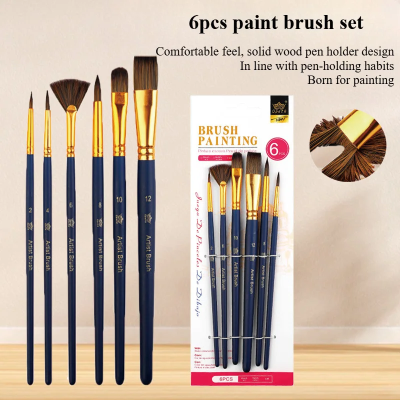 6pcs Acrylic Watercolor Gouache Nylon Paint Brush Set Not Easy To Fork and Good Water Absorption for Drawing Strokes Hook Line
6pcs Acrylic Watercolor Gouache Nylon Paint Brush Set Not Easy To Fork and Good Water Absorption for Drawing Strokes Hook Line