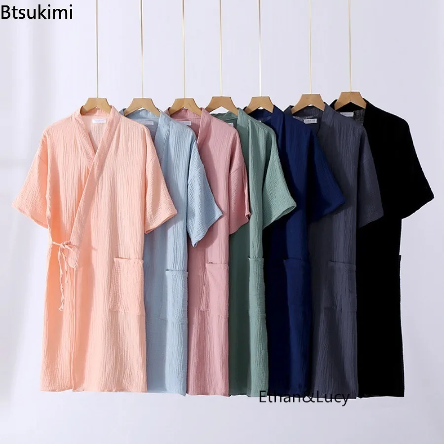 New 2025 Summer Women's Kimono Robe Couple 100% Cotton Crepe Solid Bathrobe Men and Women Kimono Robe Robes for Women Sleepwear
New 2025 Summer Women's Kimono Robe Couple 100% Cotton Crepe Solid Bathrobe Men and Women Kimono Robe Robes for Women Sleepwear