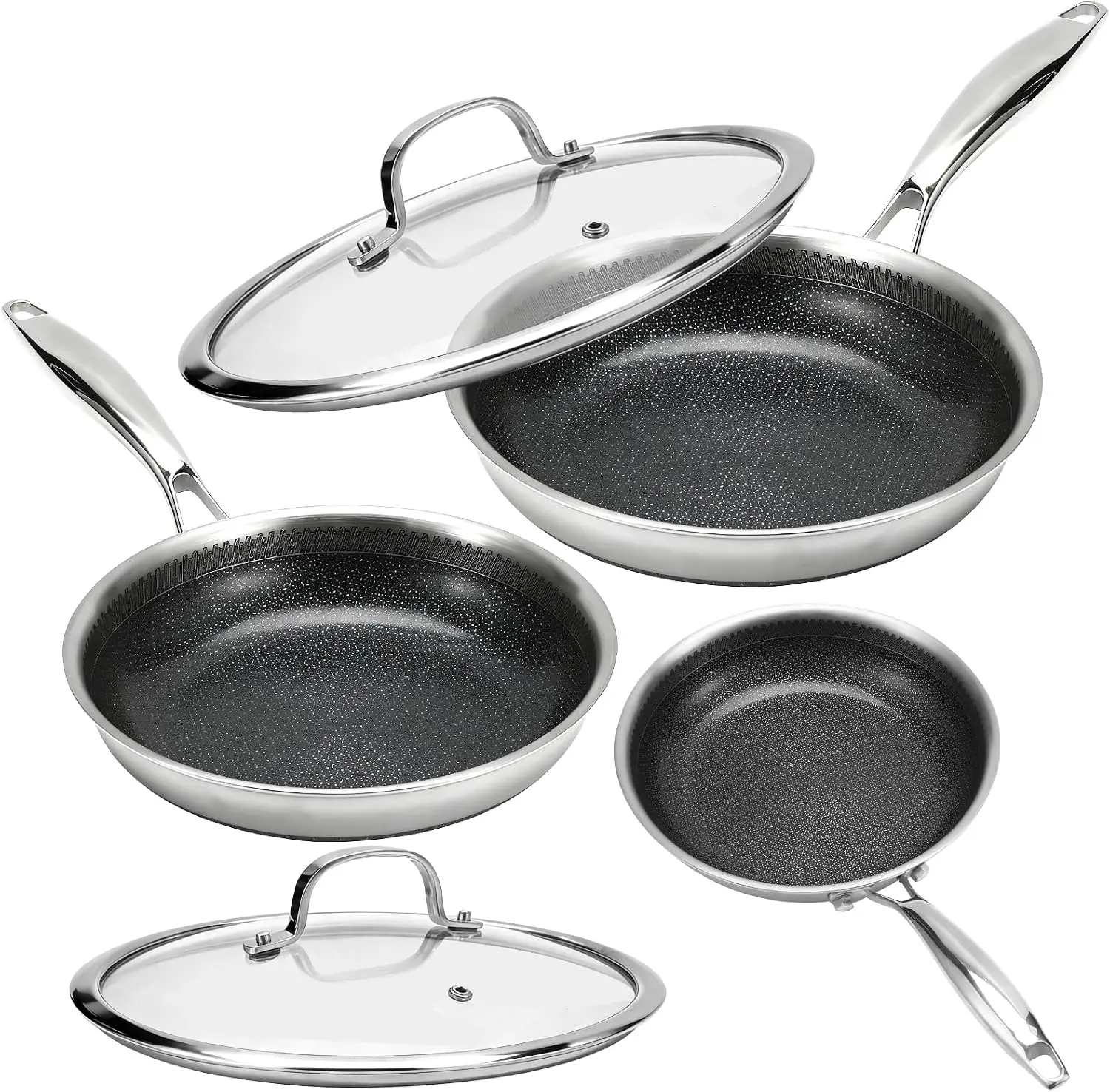 Tri-Ply Stainless Steel Frying Pan Set, Ceramic Nonstick, Induction & Oven Safe to 600°F, PFAS-Free, 8+10+12 Inch
Tri-Ply Stainless Steel Frying Pan Set, Ceramic Nonstick, Induction & Oven Safe to 600°F, PFAS-Free, 8+10+12 Inch