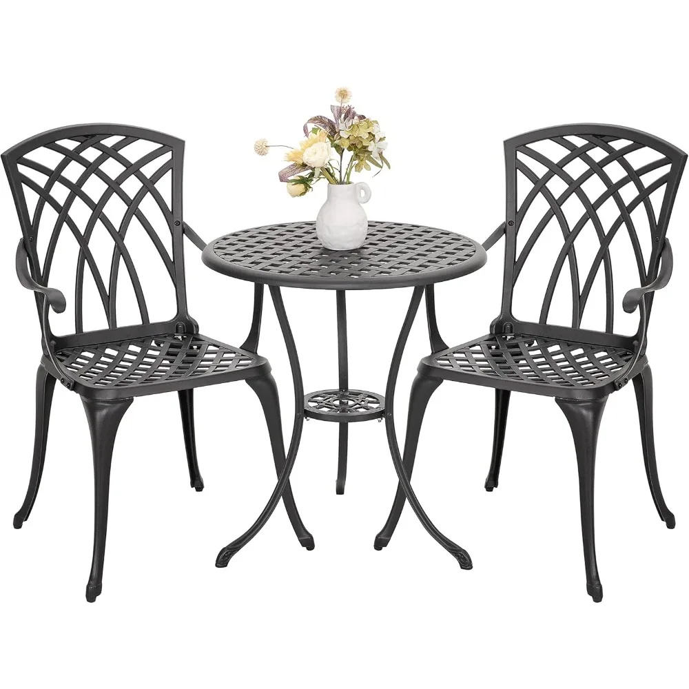 Bistro Set 3 Piece Outdoor All Weather Cast Aluminum Patio Bistro Set Patio Table and Chairs Set of 2 with Umbrella Hole for Ba
Bistro Set 3 Piece Outdoor All Weather Cast Aluminum Patio Bistro Set Patio Table and Chairs Set of 2 with Umbrella Hole for Ba