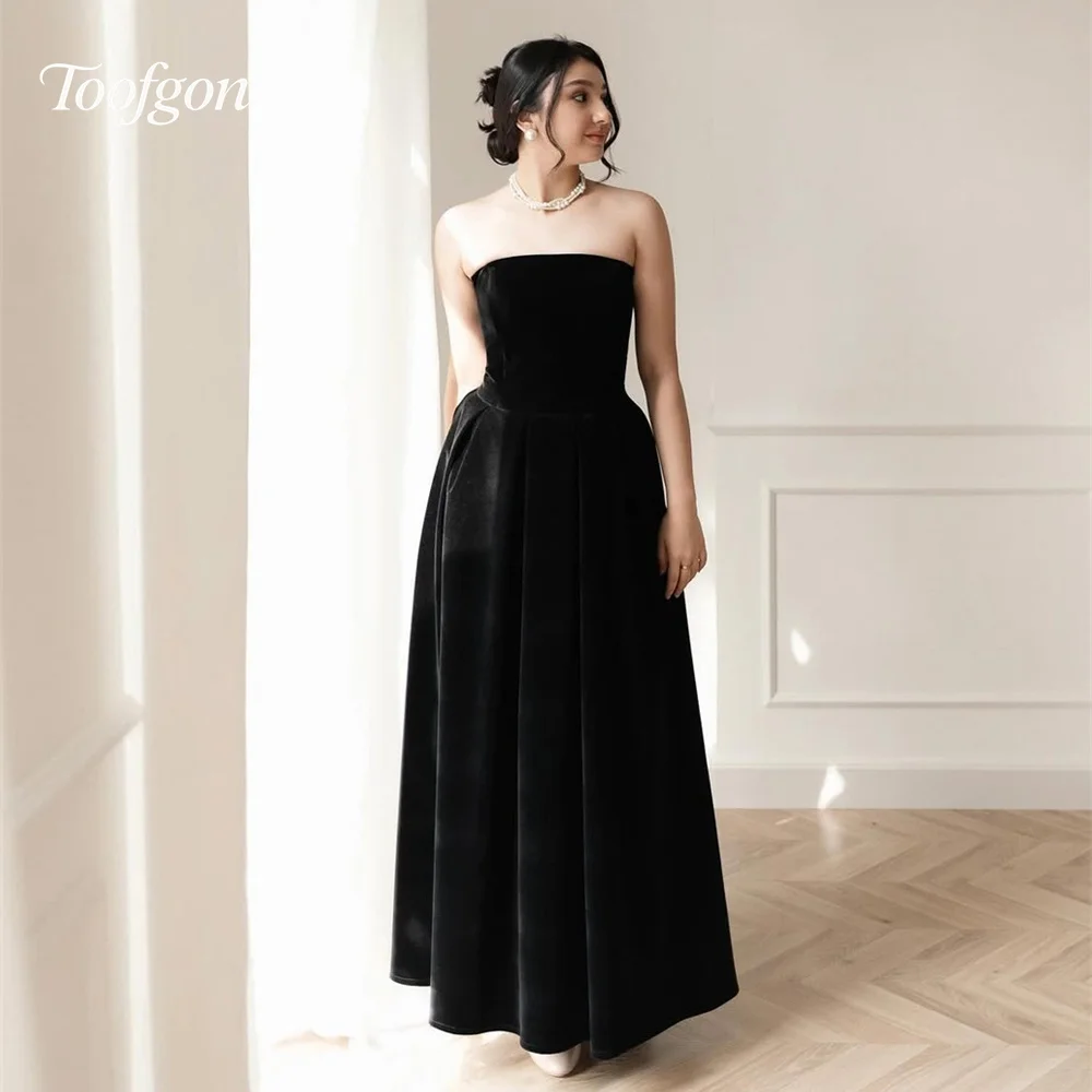 Toofgon Black Velvet A Line Evening Dresses Strapless Evening Gowns Ankle Length Customized Formal Special Occasion Party Dress
Toofgon Black Velvet A Line Evening Dresses Strapless Evening Gowns Ankle Length Customized Formal Special Occasion Party Dress
