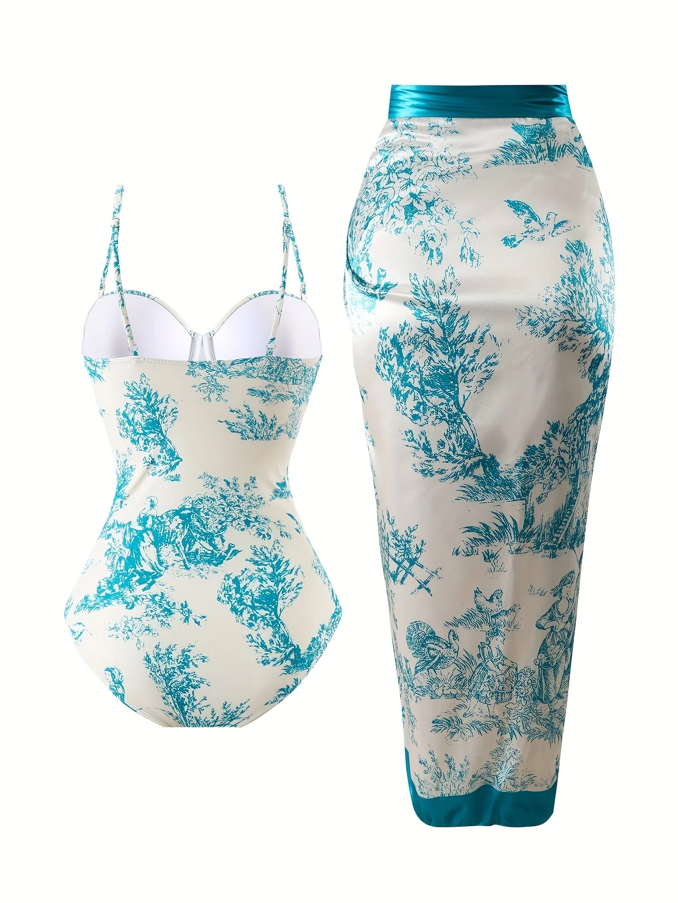 2026 Relaxed Cream & Turquoise Toile One-Piece - Comfort-Fit Corset Silhouette, Pastoral Pattern, Casual Artistic Beach & Poolsi
2026 Relaxed Cream & Turquoise Toile One-Piece - Comfort-Fit Corset Silhouette, Pastoral Pattern, Casual Artistic Beach & Poolsi