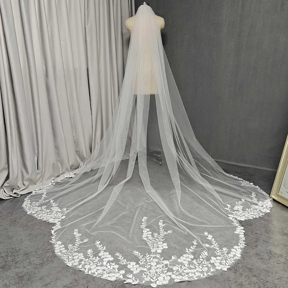 Customized Mermaid Tail Cathedral Wedding Veil, Beautiful Floral Lace Bridal Veil, 3m/3.5m/4m Long Single Tier Veil, Velo
Customized Mermaid Tail Cathedral Wedding Veil, Beautiful Floral Lace Bridal Veil, 3m/3.5m/4m Long Single Tier Veil, Velo