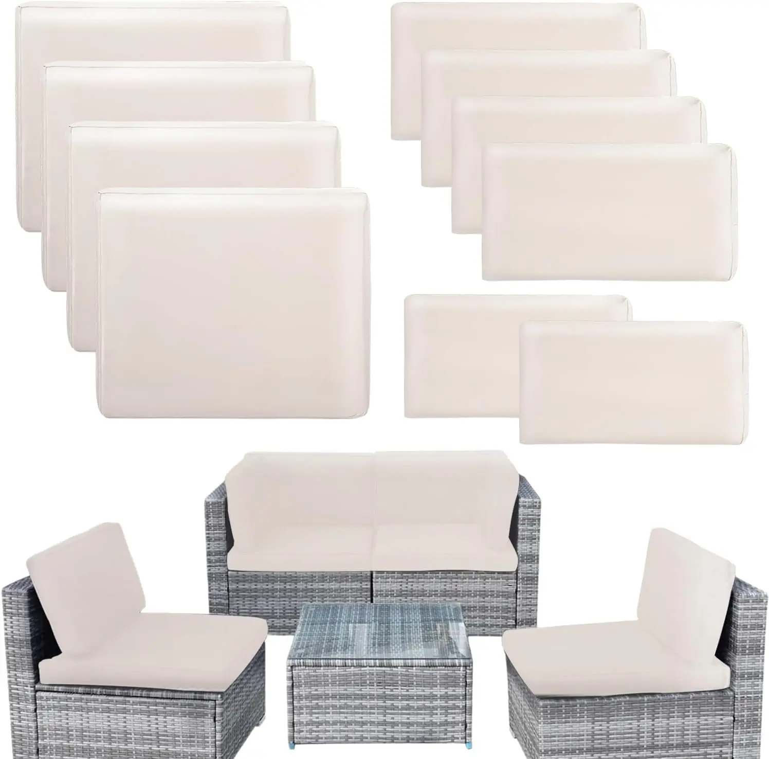 10 Pcs Outdoor Patio Cushion Covers with Zippers, Waterproof Slipcovers for Couches and Furniture (Beige)
10 Pcs Outdoor Patio Cushion Covers with Zippers, Waterproof Slipcovers for Couches and Furniture (Beige)