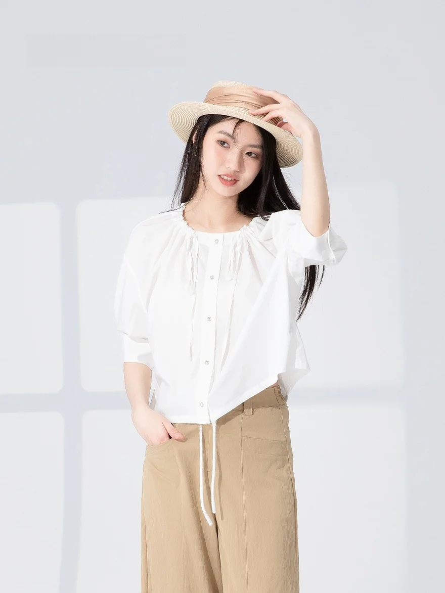 Dailanzhi Summer New Loose Fit ort Sve irt Dstring Pure Color Top Women's Busin Casual Faion Ele
Dailanzhi Summer New Loose Fit ort Sve irt Dstring Pure Color Top Women's Busin Casual Faion Ele