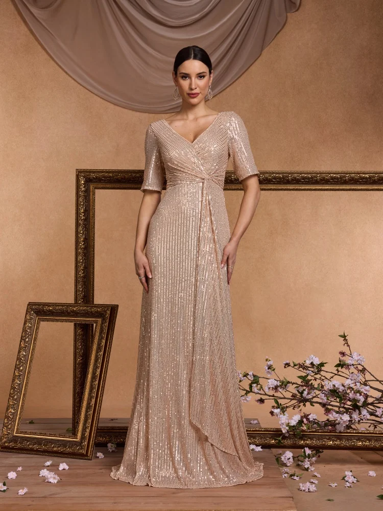 Luxury Floor Length V-Neck Evening Dress 2025 Women Elegant Party Maxi Sequin Short Sleeves Prom Cocktail Graduation Dress
Luxury Floor Length V-Neck Evening Dress 2025 Women Elegant Party Maxi Sequin Short Sleeves Prom Cocktail Graduation Dress