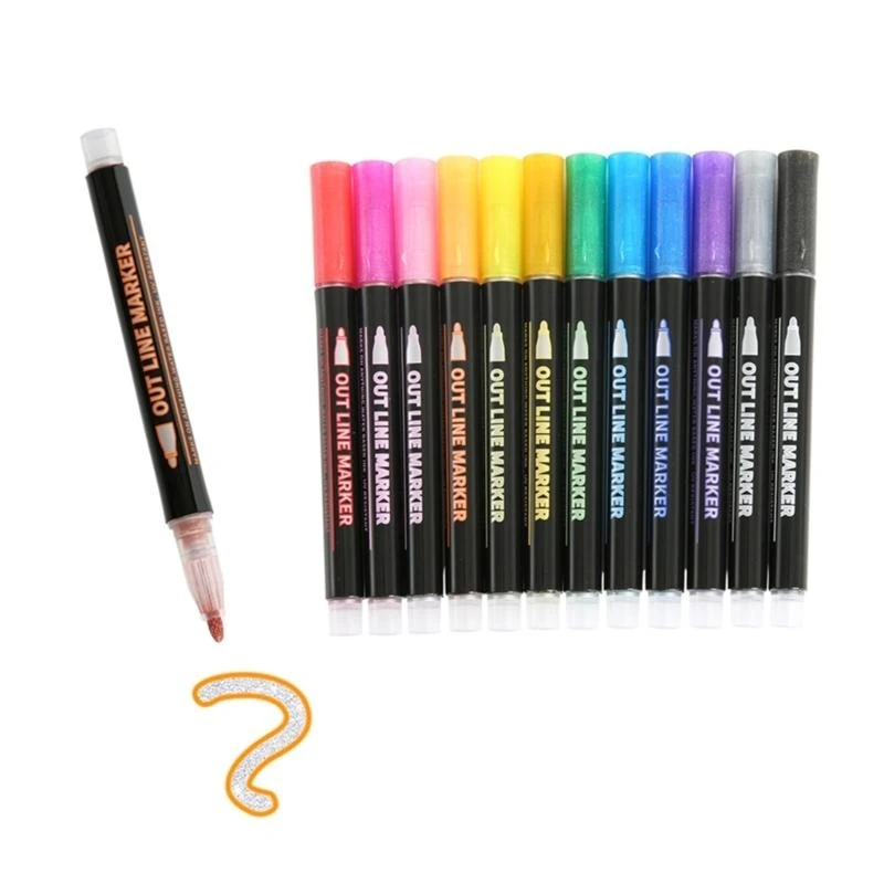 12/24 Colors Glitter Markers Glitter Double Line Outline Pens for Scrapbooking
12/24 Colors Glitter Markers Glitter Double Line Outline Pens for Scrapbooking