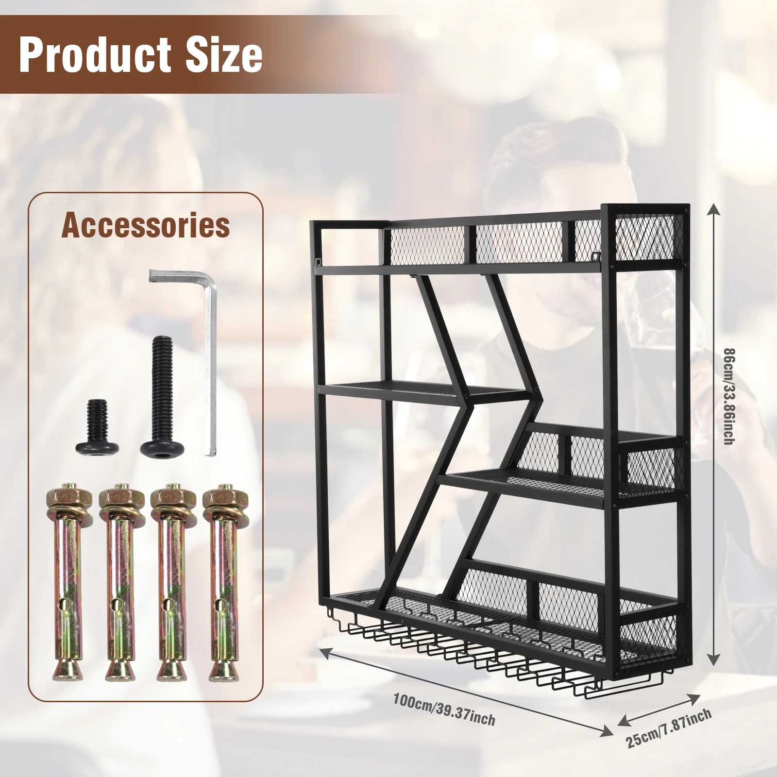 Wall-mounted wine rack (Black)
Wall-mounted wine rack (Black)