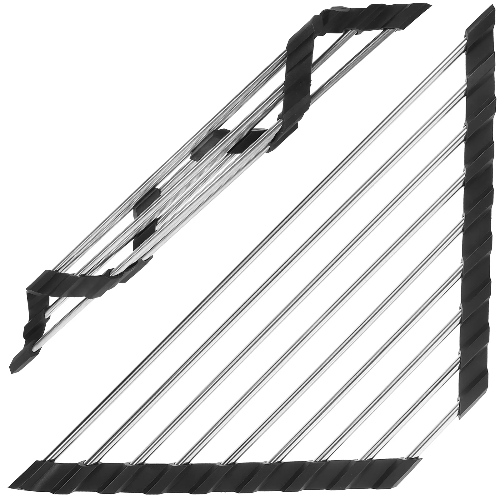 Kitchen Sink Drain Rack Stainless Steel Foldable Rust Resistant Storage Basket for Countertop Organization and