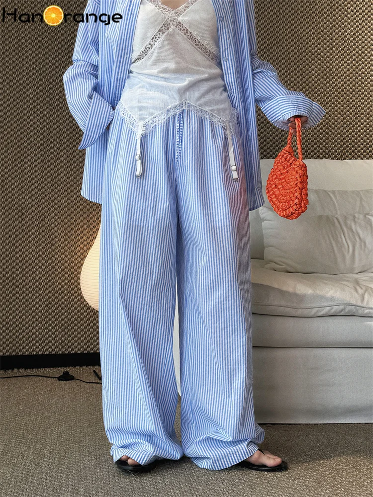 HanOrange 2026 Summer Lazy Elastic Drawstring Vertical Stripe Straight Leg Pants Women Loose Trousers Light Blue
HanOrange 2026 Summer Lazy Elastic Drawstring Vertical Stripe Straight Leg Pants Women Loose Trousers Light Blue