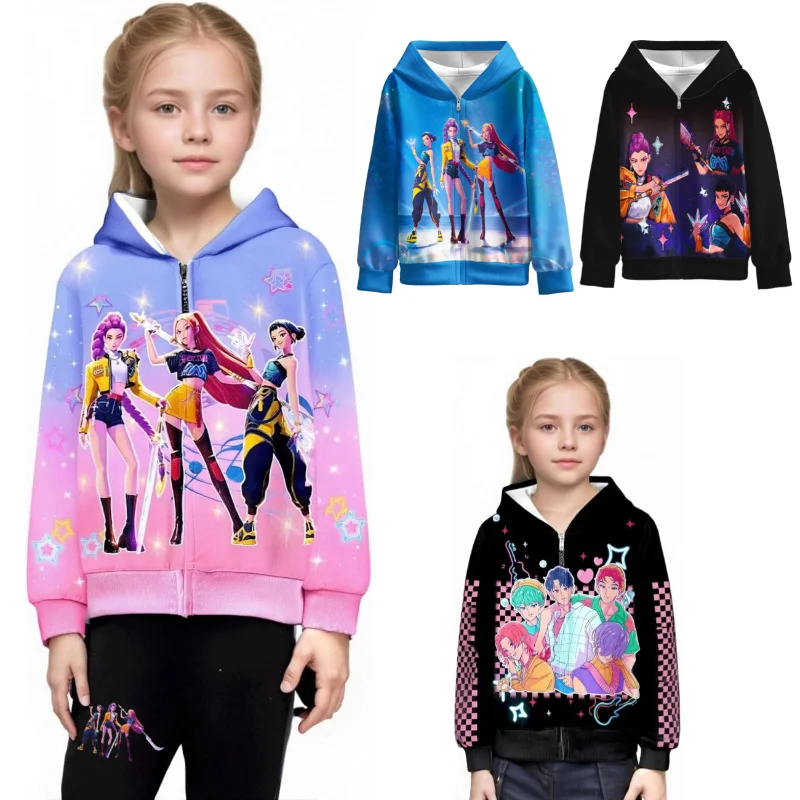 K-pops Demons Hunters Kids Girls Kawaii Rumi Mira Zoey Cosplay Zipper Coat Hoodie Anime Hooded Tops Jacket Halloween Party Prop
K-pops Demons Hunters Kids Girls Kawaii Rumi Mira Zoey Cosplay Zipper Coat Hoodie Anime Hooded Tops Jacket Halloween Party Prop