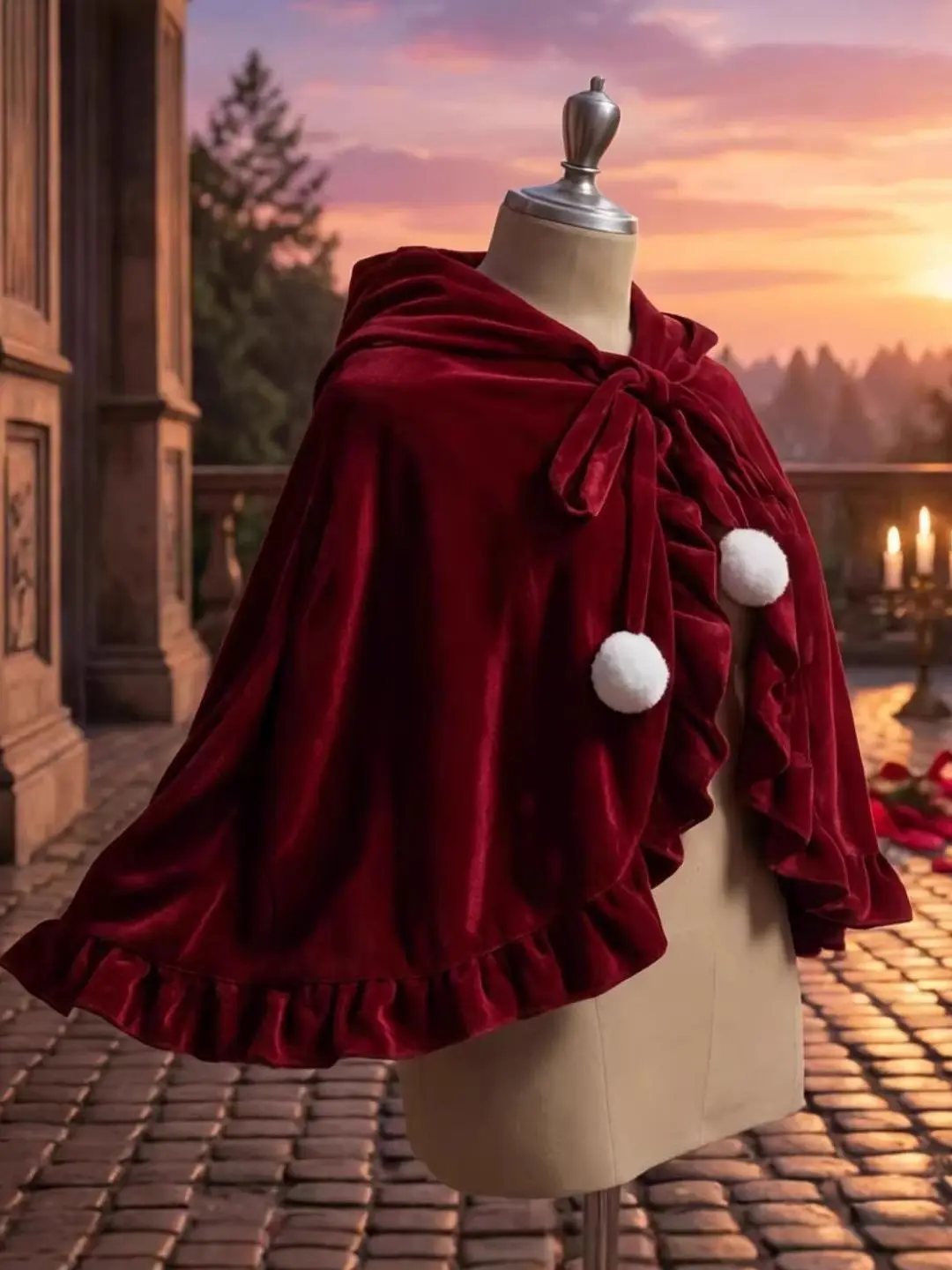 Halloween Wine Red Velvet Hooded Cape Short Lace Trim Shoulder Wrap Cute Children's Robe Stage Costume Polyester Material
Halloween Wine Red Velvet Hooded Cape Short Lace Trim Shoulder Wrap Cute Children's Robe Stage Costume Polyester Material