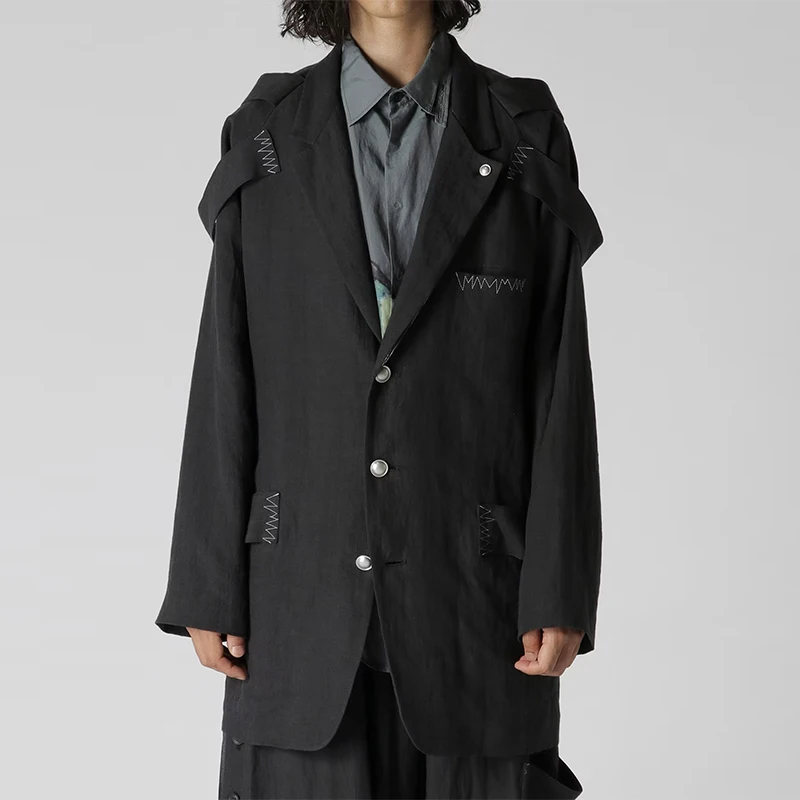 YOJI OOAK Original Design Linen Design Epaulette Silver Buckle Jacket Jacket White tread line west collar coat men
YOJI OOAK Original Design Linen Design Epaulette Silver Buckle Jacket Jacket White tread line west collar coat men