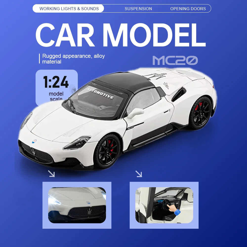 1:24 MC20 Camry Miniature Models Toys Cars with Light and Sound Alloy Diecast Rubber Tire Pull Back Vehices Gifts for Boyfriends
1:24 MC20 Camry Miniature Models Toys Cars with Light and Sound Alloy Diecast Rubber Tire Pull Back Vehices Gifts for Boyfriends