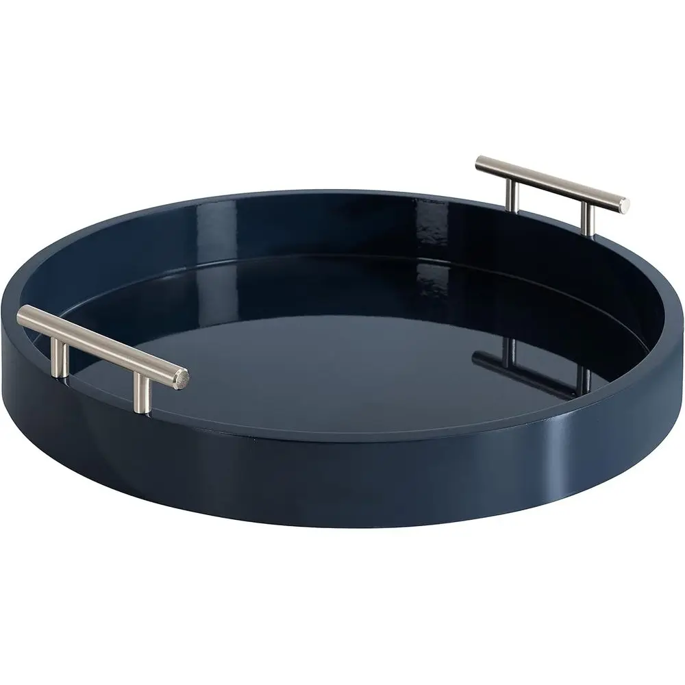 Round Serving Tray, 15.5 Diameter, Navy & Silver, Functional Decorative Tray for Storage and Display
Round Serving Tray, 15.5 Diameter, Navy & Silver, Functional Decorative Tray for Storage and Display