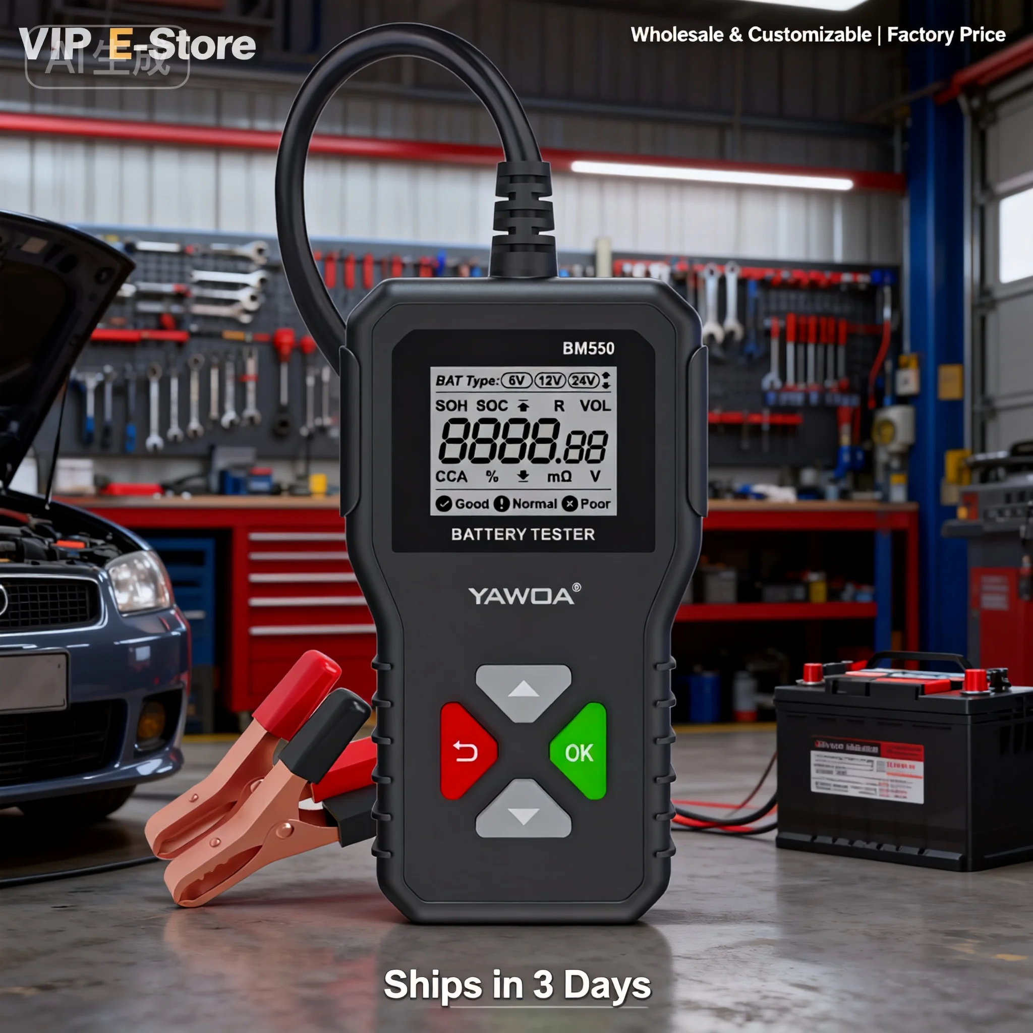 BM550 6V/12V/24V Battery Diagnostic Tool - 100-2000 CCA High Accuracy Analyzer, Charging Cranking Test for Car Truck Motorcycle
BM550 6V/12V/24V Battery Diagnostic Tool - 100-2000 CCA High Accuracy Analyzer, Charging Cranking Test for Car Truck Motorcycle