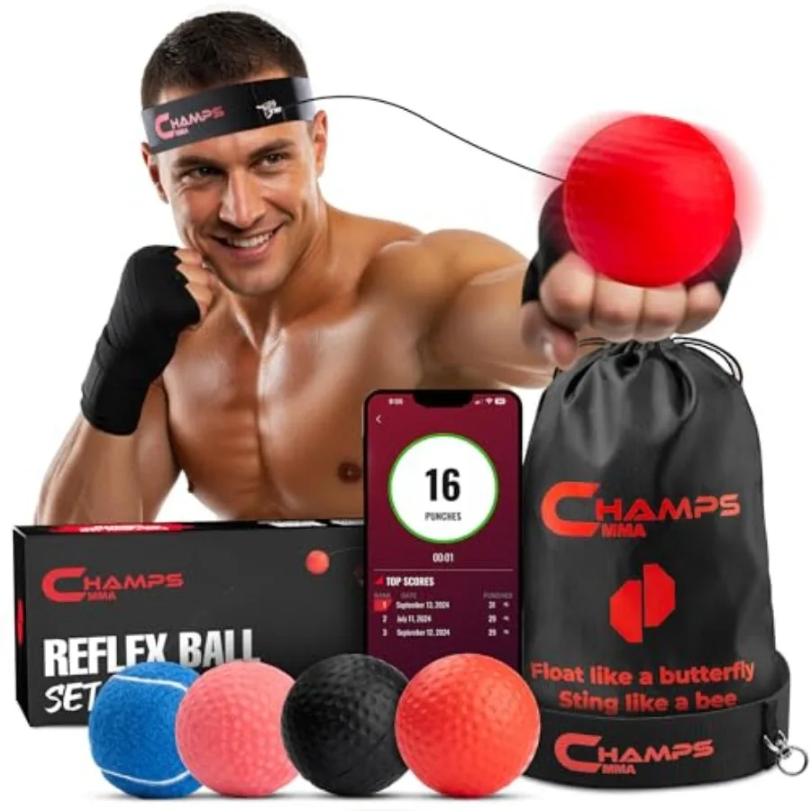Boxing Reflex Ball Set with Punch Counter App 4 Balls with Varying Weights, Headband and 4 Spare Strings to Improve Speed, Hand
Boxing Reflex Ball Set with Punch Counter App 4 Balls with Varying Weights, Headband and 4 Spare Strings to Improve Speed, Hand