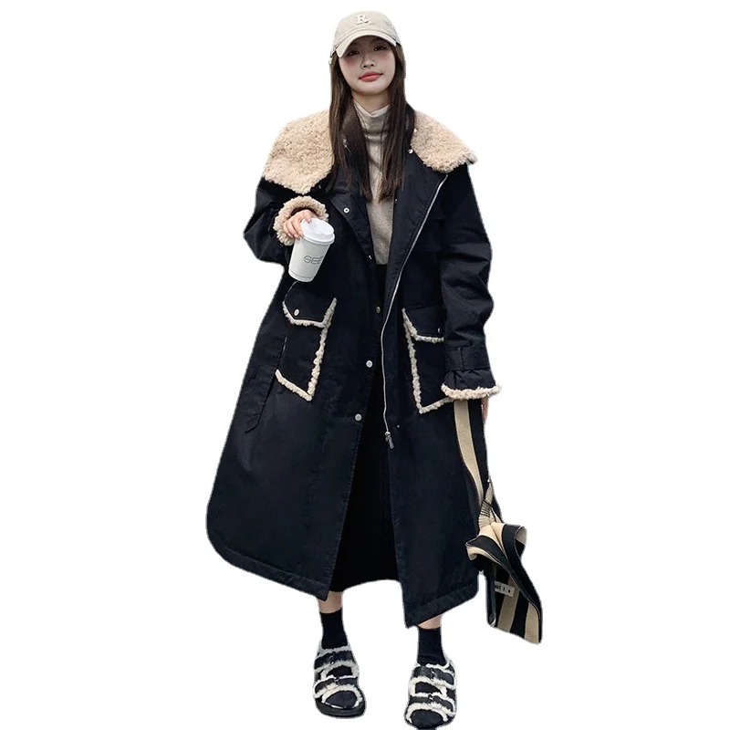 2023 Winter Women Down Cotton Coat Long Thickened Warm Lamb Collar Casual Loose Windproof Coat Fashion Women Snow Wear Overcoat
2023 Winter Women Down Cotton Coat Long Thickened Warm Lamb Collar Casual Loose Windproof Coat Fashion Women Snow Wear Overcoat