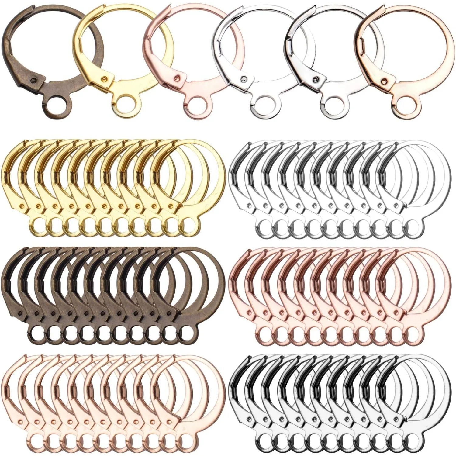60pcs French Round Earring Hooks Leverback, 30 Pairs, 6 Colors, Simple Design, Polished Finish, Suitable for Jewelry Making
60pcs French Round Earring Hooks Leverback, 30 Pairs, 6 Colors, Simple Design, Polished Finish, Suitable for Jewelry Making