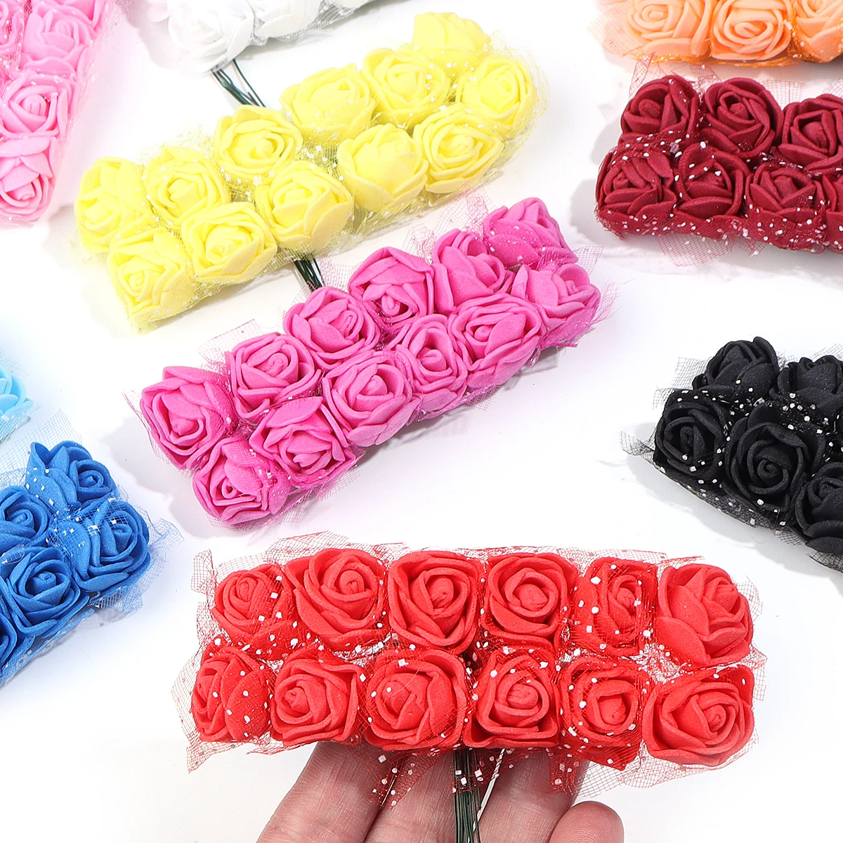 144pcs 1.7cm Mini Lace PE Rose Foam Flower Heads Bouquet for Wedding Home Decoration Scrapbooking DIY Wreath Artificia Flowers
144pcs 1.7cm Mini Lace PE Rose Foam Flower Heads Bouquet for Wedding Home Decoration Scrapbooking DIY Wreath Artificia Flowers 