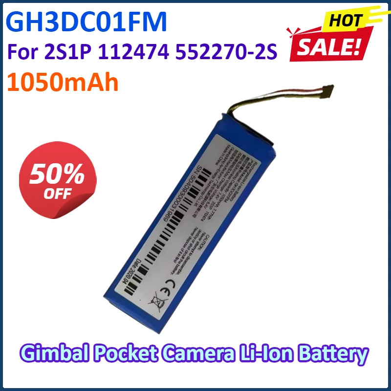 1050mAh GH3DC01FM Polymer Li-Ion Battery For FIMI PALM 1 Gimbal Pocket Camera 2S1P 112474 552270-2S Digital Batteries
1050mAh GH3DC01FM Polymer Li-Ion Battery For FIMI PALM 1 Gimbal Pocket Camera 2S1P 112474 552270-2S Digital Batteries