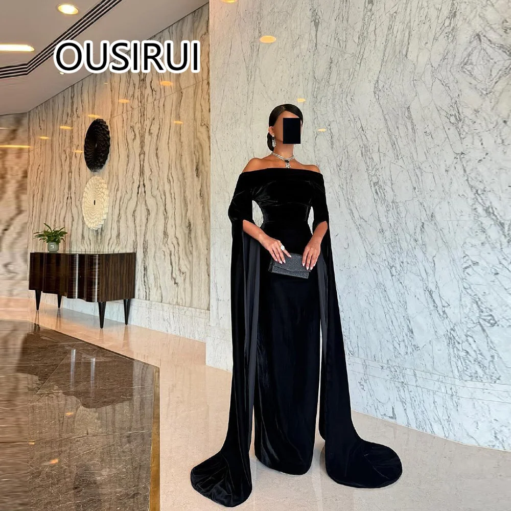 Boat Collar Velet Backless Arab Formal Evening Party Dress Sexy Sheath Court Women's Prom Bridesmaid Gown with Cape Custom Made
Boat Collar Velet Backless Arab Formal Evening Party Dress Sexy Sheath Court Women's Prom Bridesmaid Gown with Cape Custom Made