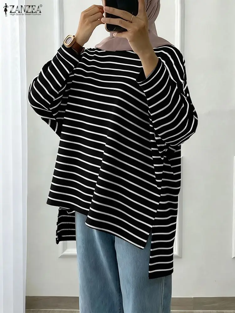 2025 ZANZEA Autumn Long Sleeve Stripe Blouse Women Tops Muslim Abaya High Low Pullover Mujer Oversize Casual O Neck Loose Shirt
2025 ZANZEA Autumn Long Sleeve Stripe Blouse Women Tops Muslim Abaya High Low Pullover Mujer Oversize Casual O Neck Loose Shirt