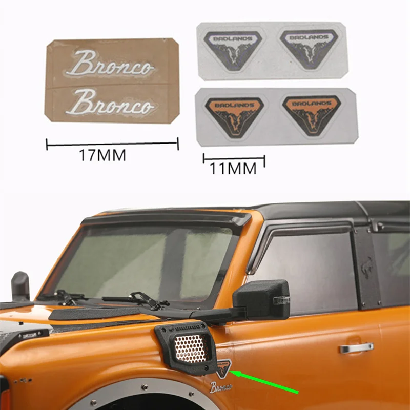 Metal Sticker Body Side Decorative Logo for 1/10 RC Crawler Car Traxxas TRX4 BRONCO Fordham Diy Parts
Metal Sticker Body Side Decorative Logo for 1/10 RC Crawler Car Traxxas TRX4 BRONCO Fordham Diy Parts
