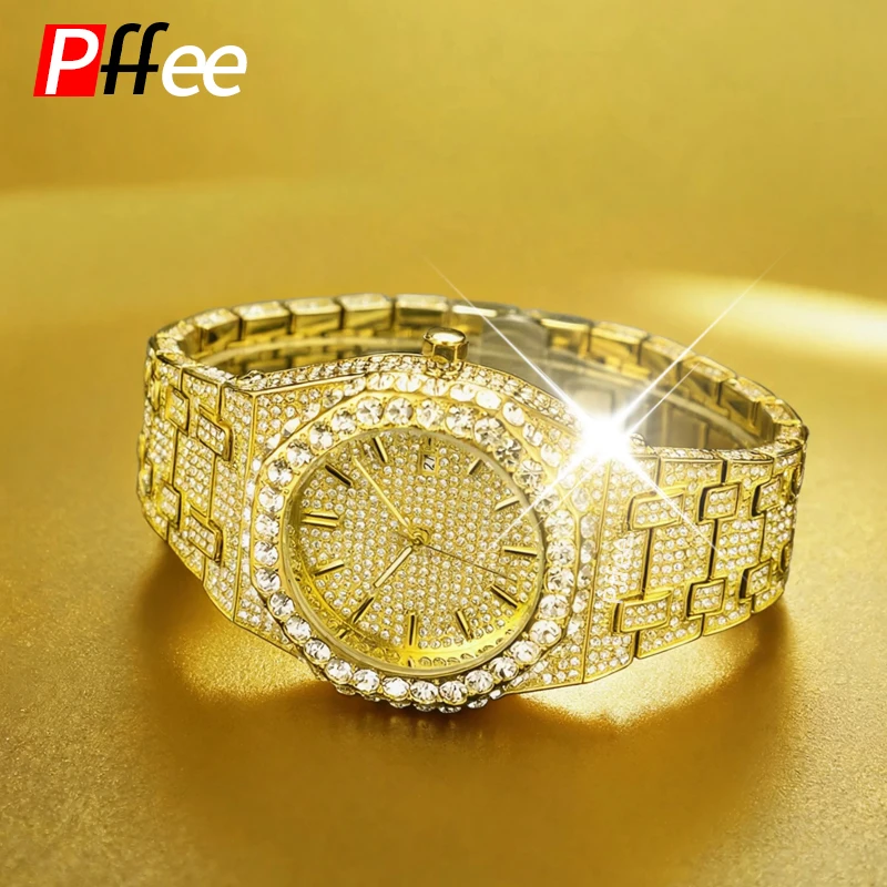 Pffee 18K Gold Quartz Watches For Men Octagonal Luxury Diamond Man Silver Watch With Big Zircon Bezel Fashion Hip Hop Hand Clock
Pffee 18K Gold Quartz Watches For Men Octagonal Luxury Diamond Man Silver Watch With Big Zircon Bezel Fashion Hip Hop Hand Clock