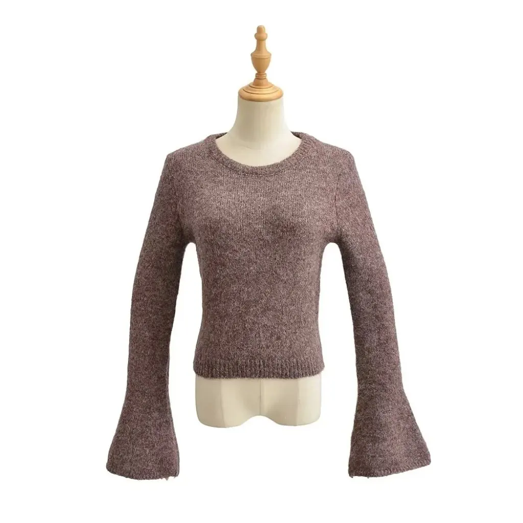 Women's round Neck Stretch Slim Bell Sleeve Sweater Short Long Sleeve Pullover Autumn Winter Hot Style for Girls
Women's round Neck Stretch Slim Bell Sleeve Sweater Short Long Sleeve Pullover Autumn Winter Hot Style for Girls