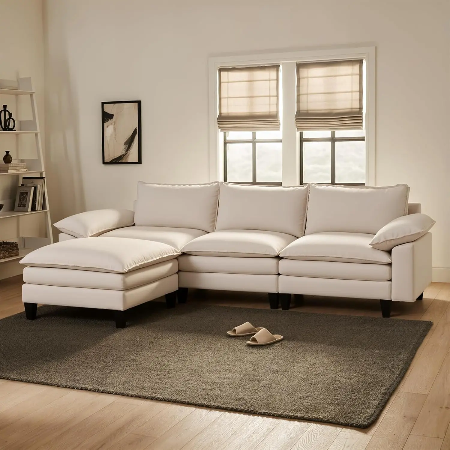 Modular Sectional Couches for Living Room L Shaped Comfy Cloud Couch with Ottoman Sectional Sofa for Apartment Beige Velvet
Modular Sectional Couches for Living Room L Shaped Comfy Cloud Couch with Ottoman Sectional Sofa for Apartment Beige Velvet