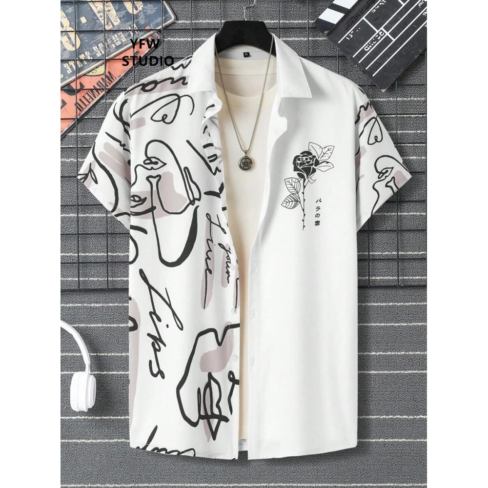 Line Pattern Shirt Fashion Rose 3D Pattern Printed Short Sleeve Shirt Men's Clothing Shirts for Men Vacation Hawaiian Shirt Man
Line Pattern Shirt Fashion Rose 3D Pattern Printed Short Sleeve Shirt Men's Clothing Shirts for Men Vacation Hawaiian Shirt Man