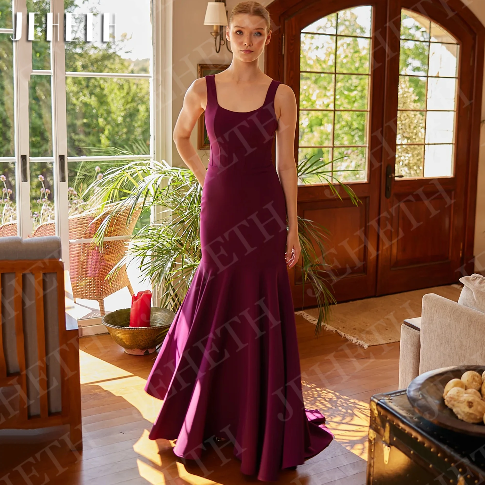 JEHETH Elegant Mermaid Evening Dress Woman Plum Square Neck Open Back Sleeveless Wedding Guest Dresses Formal Crepe Customized
JEHETH Elegant Mermaid Evening Dress Woman Plum Square Neck Open Back Sleeveless Wedding Guest Dresses Formal Crepe Customized