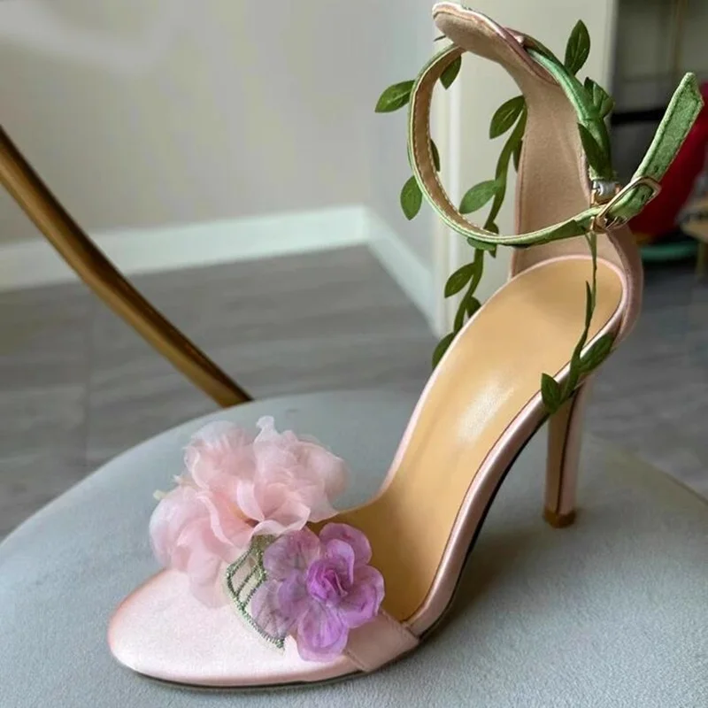 Fashion Flower Green Leaves High Heel Sandals Floral Open Toe Thin Heels Summer Dress Shoes Unique Club Evening Shoes
Fashion Flower Green Leaves High Heel Sandals Floral Open Toe Thin Heels Summer Dress Shoes Unique Club Evening Shoes