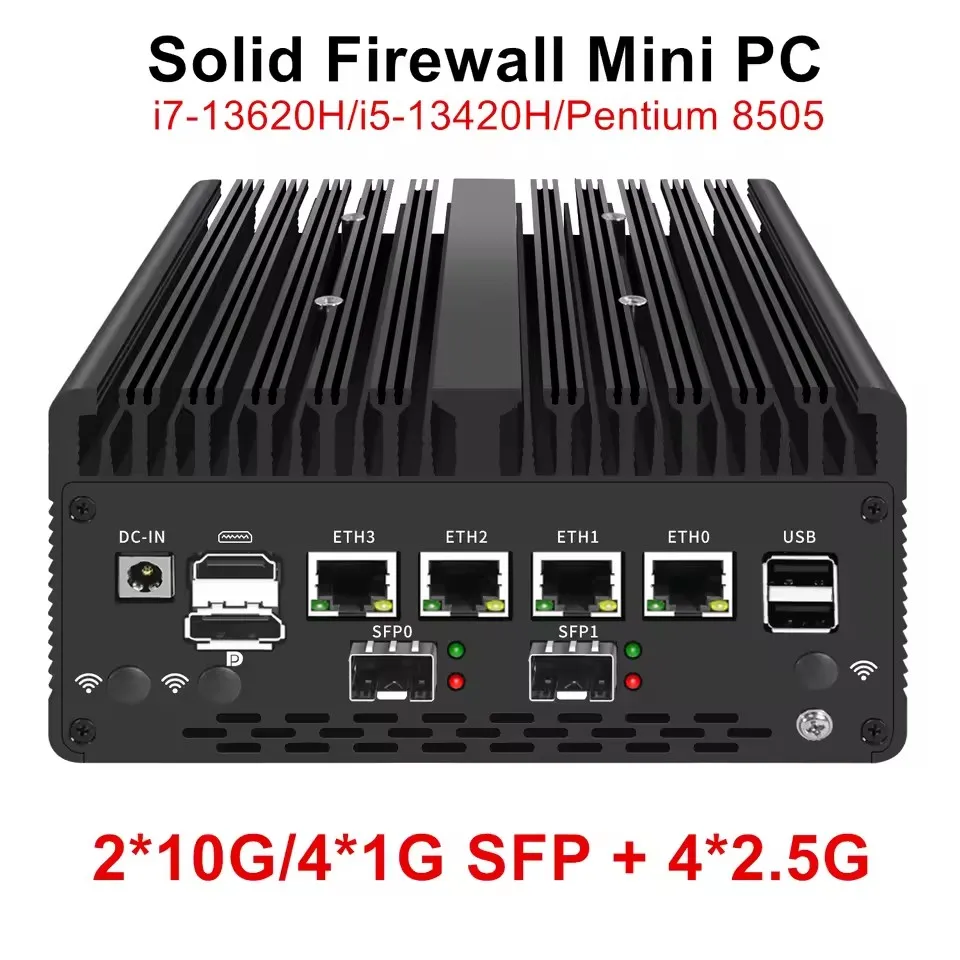 Topton 4*2.5G Nics 2*10G or 4*1G SFP Solid Firewall Computer Intel i7 13620H i5 13420H 8505 2*DDR5 NVMe Industrial Mini PC Host
Topton 4*2.5G Nics 2*10G or 4*1G SFP Solid Firewall Computer Intel i7 13620H i5 13420H 8505 2*DDR5 NVMe Industrial Mini PC Host