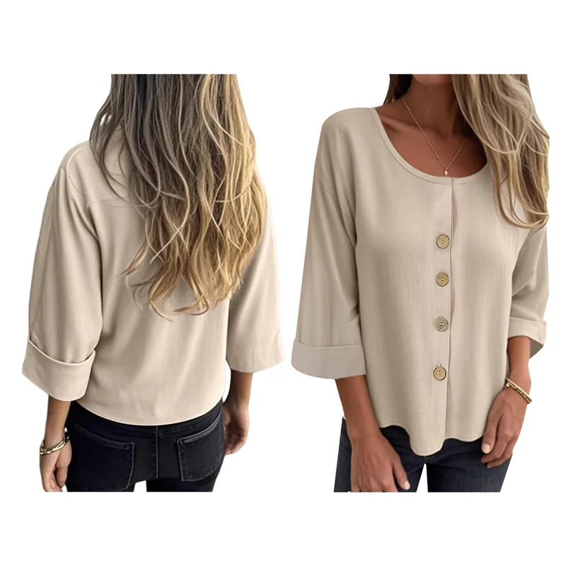 【SEE】Linen Tops For Women Button Down V Neck 3/4 Sleeve Shirts Roll-Up Solid Casual Loose Fit Tunic Top
【SEE】Linen Tops For Women Button Down V Neck 3/4 Sleeve Shirts Roll-Up Solid Casual Loose Fit Tunic Top