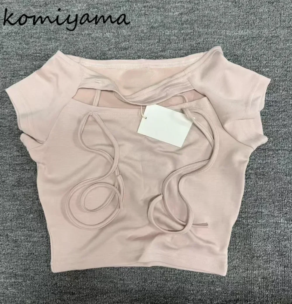 Женская одежда с разрезом на шее, ажурная повязка, Ropa De Mujer, японская одежда в стиле Pure Desire, летняя футболка, вязаная футболка Camisetas
Женская одежда с разрезом на шее, ажурная повязка, Ropa De Mujer, японская одежда в стиле Pure Desire, летняя футболка, вязаная футболка Camisetas