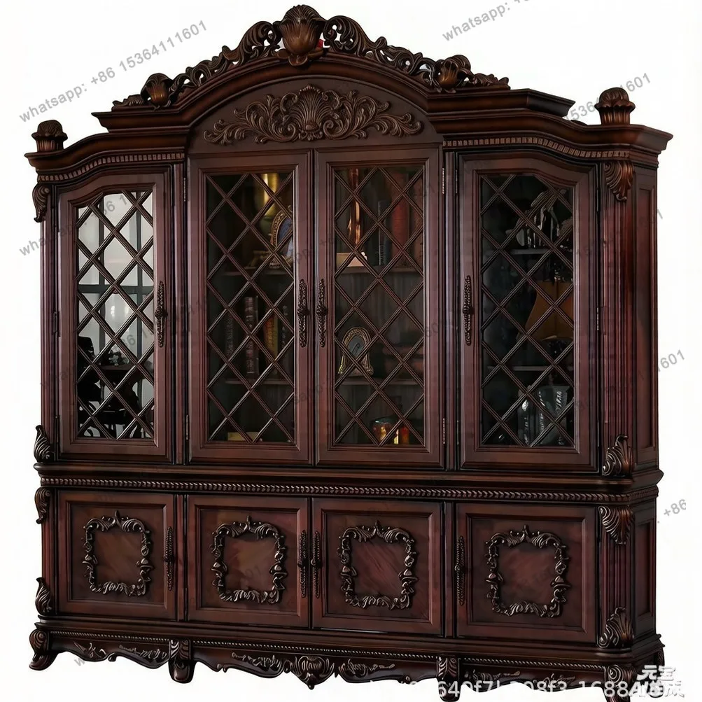 All solid wood villa American bookcase solid wood storage display four-door bookshelf combination carved wine cabinet retro
All solid wood villa American bookcase solid wood storage display four-door bookshelf combination carved wine cabinet retro
