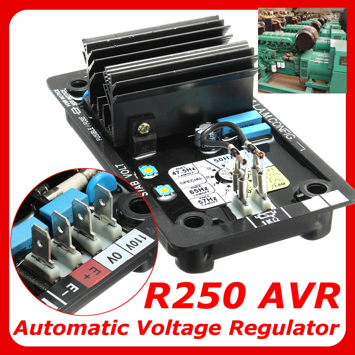 AVR R250 Automatic Voltage Regulator Replacement Black for Leroy Somer Generator
AVR R250 Automatic Voltage Regulator Replacement Black for Leroy Somer Generator